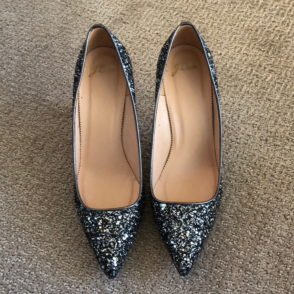 J.Crew Elsie Pump in Gunmetal Glitter 12M